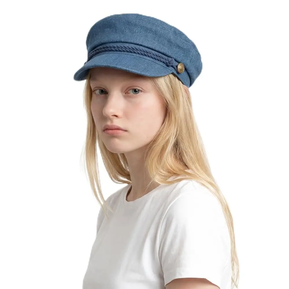 C.C Cotton Fisherman Cap for Women, Lightweight Breathable Greek Fiddler Hat, Trendy Adjustable One Size