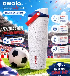 Owala Splash of Liberty 30oz FreeSip Sway Water Bottle – World Cup 2026 Soccer Game Day Tumbler, Leakproof Sports Travel Cup