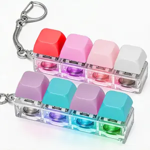 Keyboard Fidget Toy Light Emitting Keychain 4-In-1 Decompression Button  Stress Relief Gift  Sensory Fidget Keychain
