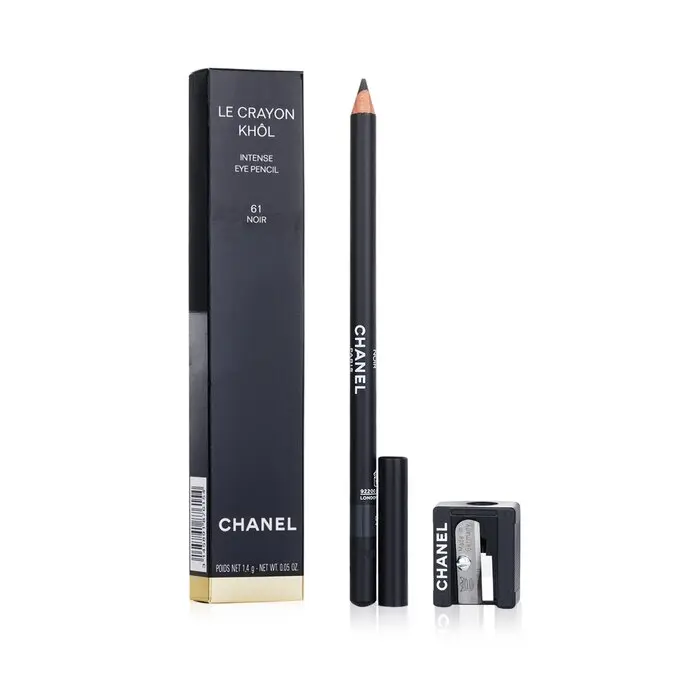 CHANEL Le Crayon Khol Dark Eye Pencil - #61 Noir, Angle Tip Crayon & Color Pencil Makeup Eyeliner, Dark Eyeliner, Gentle, Crayon Eyeliner
