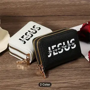 Jesus Themed Wallet - Durable Compact Design for Everyday Carry or Special Occasions - Ideal for Faithful Individuals and Gift-Giving - Lightweight & Zipper Closure