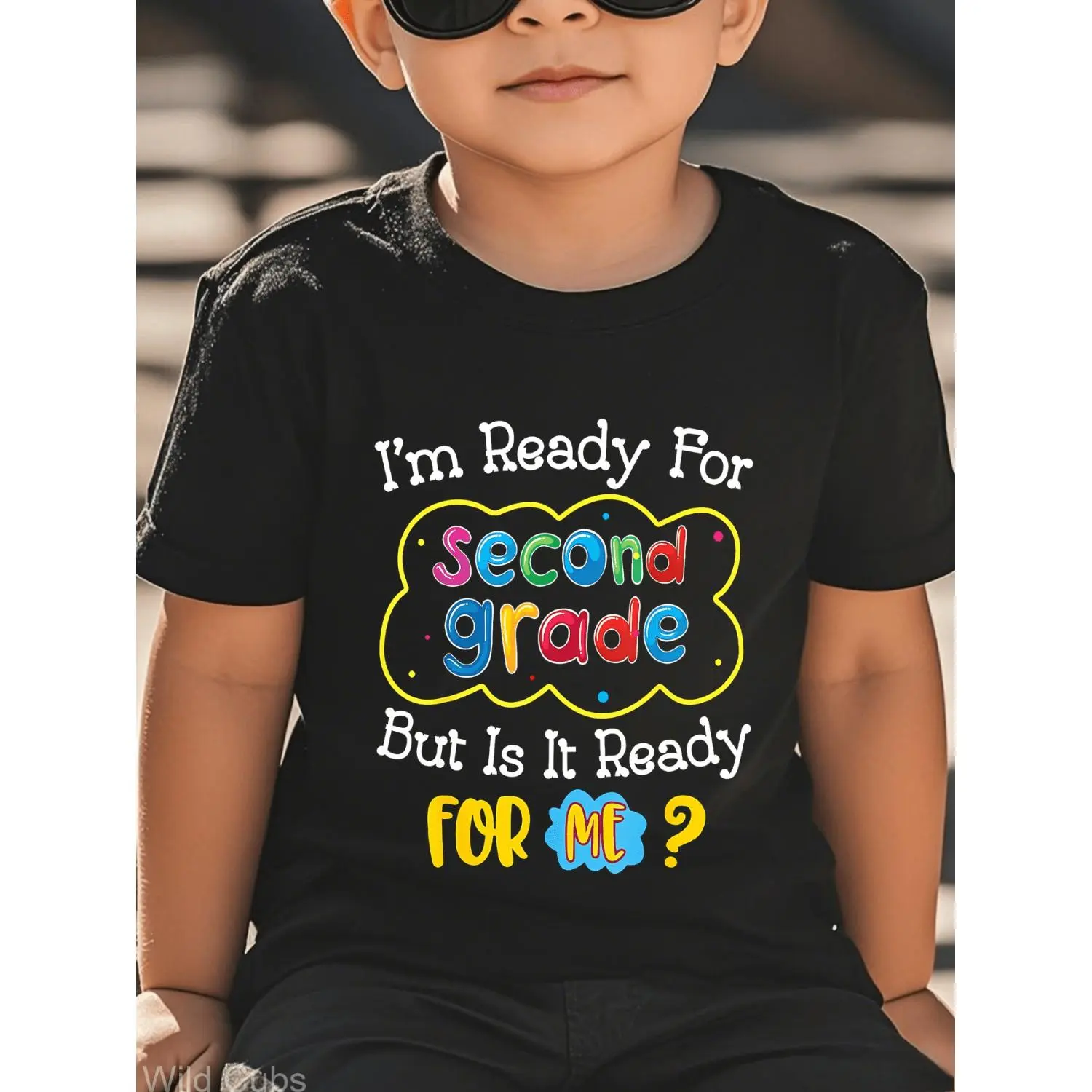 Boys And Girls Second Grade Ready Graphic T-Shirt - Funny School Quote Short Sleeve Crew Neck Tee For Kids Children Back To School Gift Black Top