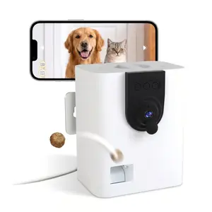 2-in-1 Wall-Mounted Automatic Cat Feeder & Smart Treat Dispenser with Camera, 1080P HD Dog Monitor, 2-Way Audio, No Subscription, Anti-Chew & Space-Saving for Small Apartment