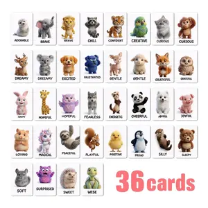 36 sheets animal emotion cards, big eyes, cute realistic 3D furry emotion management cards Can be used as a greeting card postcard