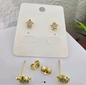 Turtle Earrings 14k Gold Plated with Crystal Accents for Women's Fashion Jewelry