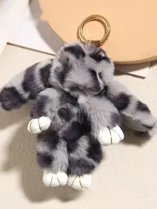 Handmade Soft Fur Ball Ornament, Creative Cute Rabbit Keychain, Plush Touch, Adorable Bag Accessory, Car Decoration, Gift for Friends