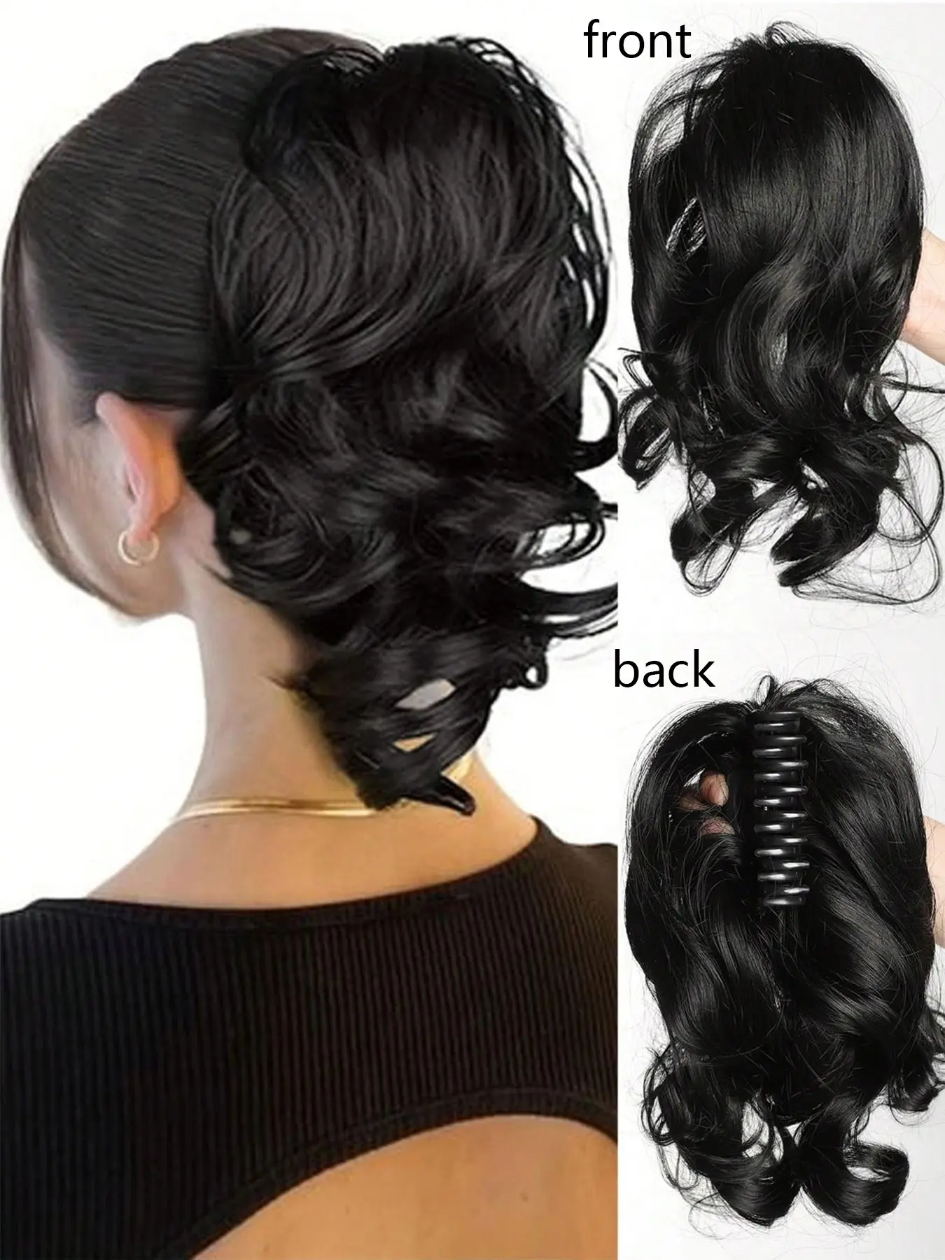 12 Inch Ponytail Hair Extensions, Soft Wave Loose Wavy Wave Ponytail Clips, Synthetic Wavy Hair, Synthetic Hairpiece, Synthetic Ponytails, Natural Short Hair, Hair Pieces, Cosplay, Drama, Party, Daily Use, Wavy Hairpieces