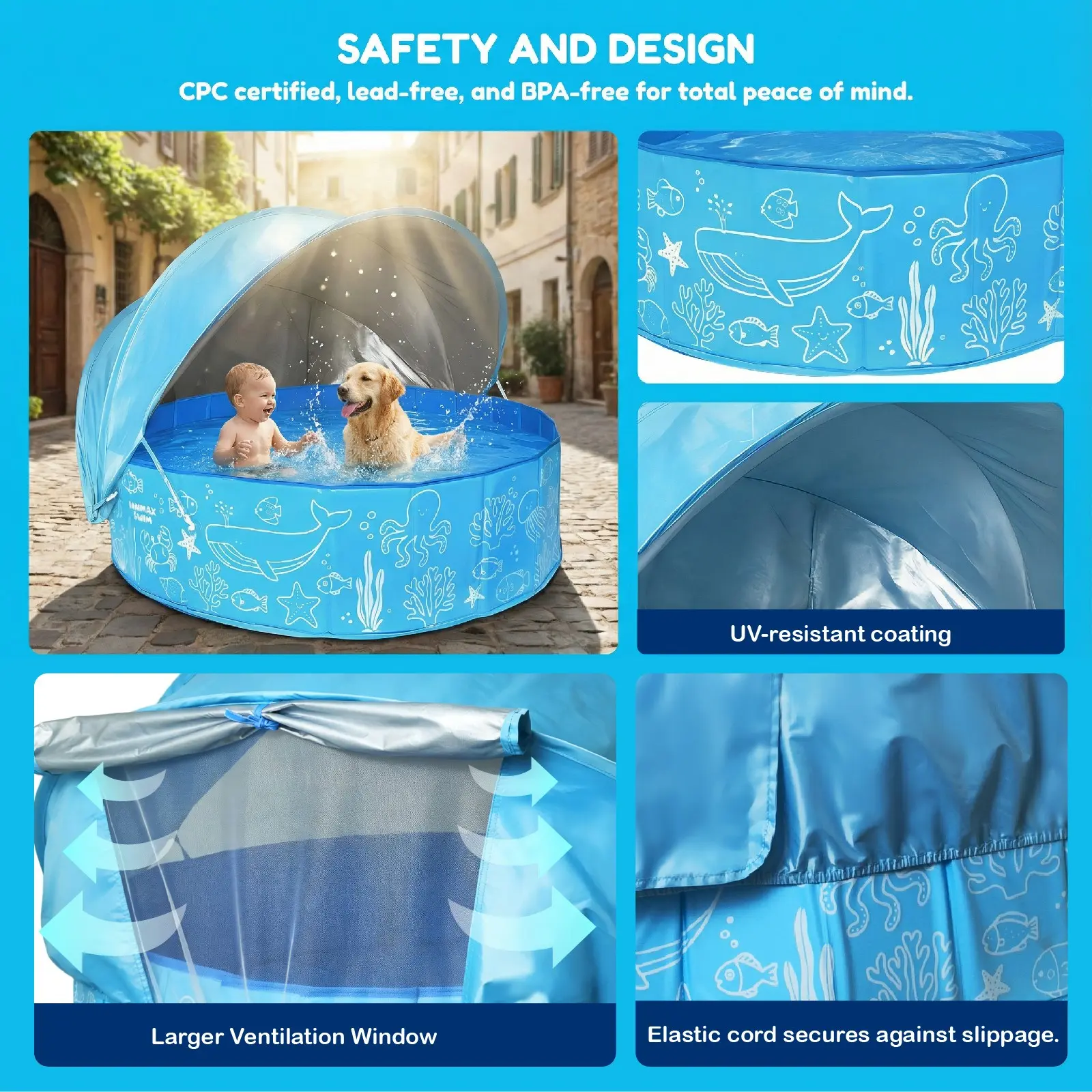 Thick Foldable Large Water Pool, Multi-Layer Design, Durable Outdoor Play Pool, Portable Toy Pool, Bathing Pool for Kids, Portable Swimming Pool