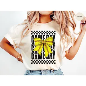 SOFTBALL Shirt, Game Day Tshirt, Comfort Colors, Coquette Softball, Softball Mom Gift, Softball Player, Teacher Crewneck, Girly T-Shirt