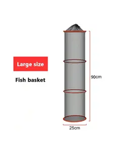 Foldable Floating Fish Basket, Portable Fishing Net For Live Caught Fish Collapsible Mesh Fabric Fish Basket Coated Fishing Net Cage For Outdoor Fishing Large