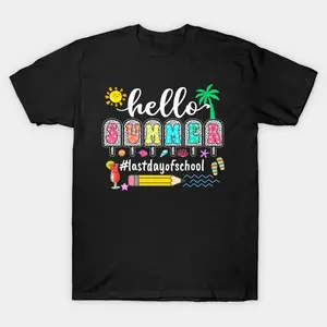 Hello Summer Shirt, Last Day of School Tee, Colorful Ice Pop Design, 100% Cotton Unisex T-Shirt, End of Year Outfit, TikTok Trending Style
