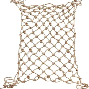 Jute Hemp Rope Net (6ftx12ft), Natural Climbing Safety Rope Netting Balcony Stairs Fence Playground Protection Net Indoor & Decor Rope Net