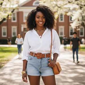 NEW Women's Orange Faux Leather Fashion Belt with Black Cheetah Animal Print Leopard Buckle - Adjustable High Waist or Hip Belt for Dresses & Jeans - Size M - WB40