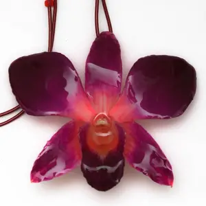 Purple Pink Dendrobium Orchid Necklace