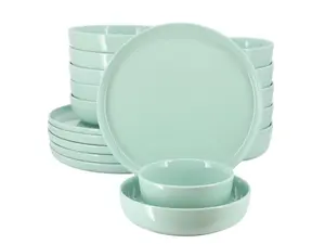 Elama Duncan 18 Piece Porcelain Dinnerware Set in Mint
