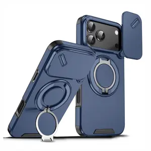 Shockproof Magnetic Phone Case with Lens Protector - Metal Magnetic, Anti-Drop Shockproof Hard TPU Cover, Camera Protection, Customized Stylish Mobile Phone Accessory with Included Screen Protector