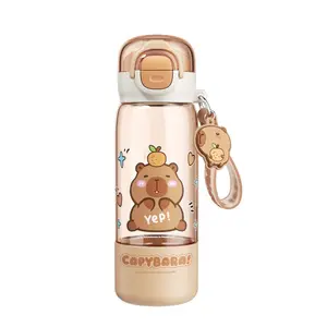 Cute capybara themed water bottle Portable with matching charm for stylish daily carry Hydration Bottle