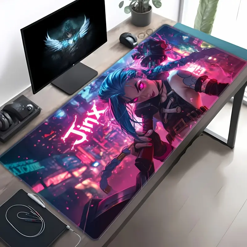 Jinx Gaming Anime Large Mouse Pad, Suitable for Laptops and Keyboards, Large Gaming Mouse Pad,  Office Accessory Esports Gaming Desk Mat, Suitable for Desktop Decoration, Study, and Office Work, Also an Ideal Choice as a Gift, Anime Gaming Mouse Pad