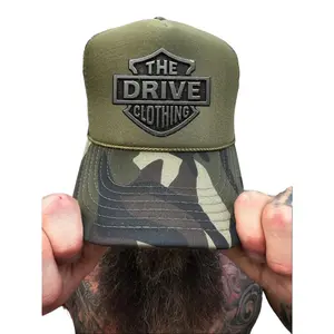 TheDriveClothing TDC Heritage Badge Foam Curved Bill Green Camo Hat – Classic Snapback, Comfortable Fit, Durable Design, Limited Edition Camo Hat