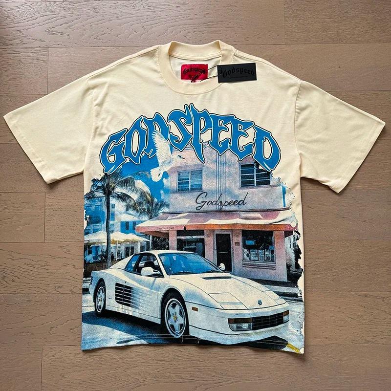 New GOD SPEED T-shirt Men fashion American High Street Vintage Letter ...