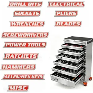 12 count  Tool Box Labels, Toolbox Labels , General Tool Box Organize Accessories,  Tags for Steel Toolboxes, Carts, Drawers, and Cabinets,for Mechanics, Diyers (Red-Sliver)