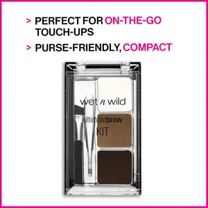 wet n wild Ultimate Eyebrow Makeup Kit, Long-Lasting Matte Brow Powder, Tweezers, Wax & Brush, Built Brown Luxury Setting Cosmetic Multicolor powder  brows