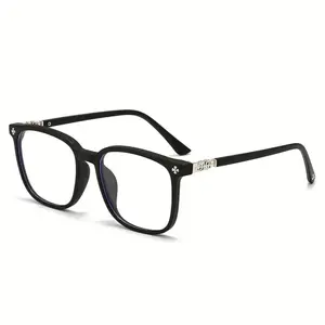Vintage Square Frame Fashion Glasses - Non-Prescription AC Lens, Full Rim PC Frame, Unisex Design for Daily Wear & Photo Props