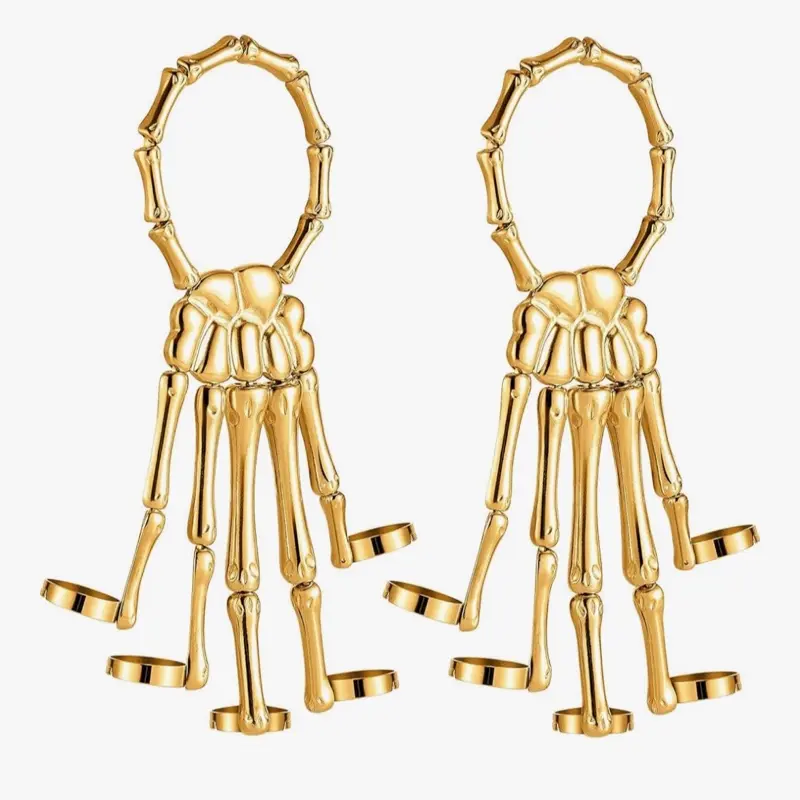 Hipster Skeleton Hand Gold Color Unique Design Accessory