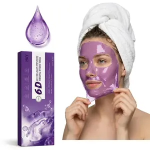 HKY 6D Collagen Wrapping Peel-Off Facial Mask with PDRN & Peptides, Hydrating Face Mask for Glass Skin Glow, Elasticity Care, 10 Pc