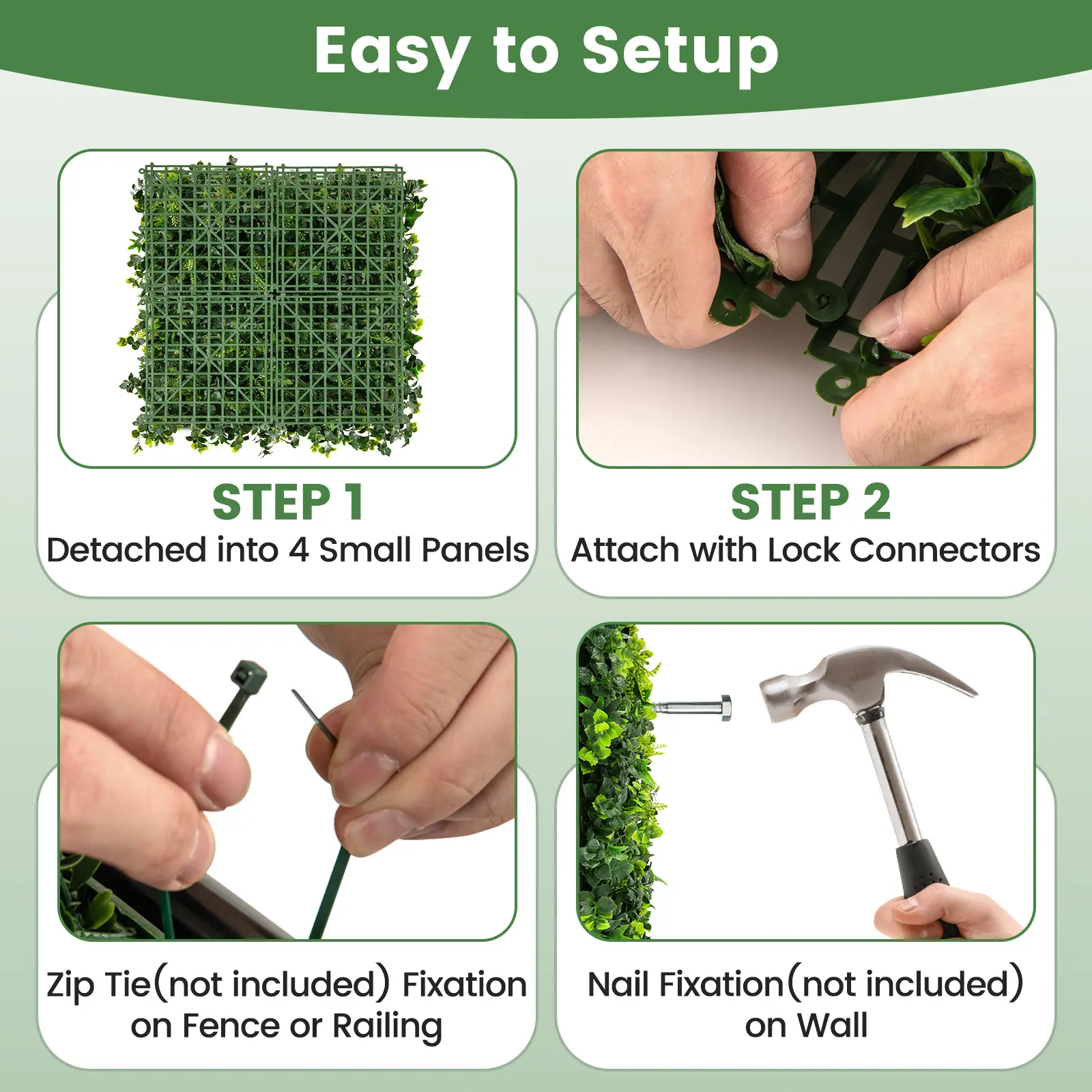 COSTWAY - 12 Pieces 20 x 20 Inch Artificial Greenery Foliage Panels with Insertable Branches