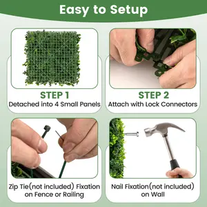 COSTWAY - 12 Pieces 20 x 20 Inch Artificial Greenery Foliage Panels with Insertable Branches