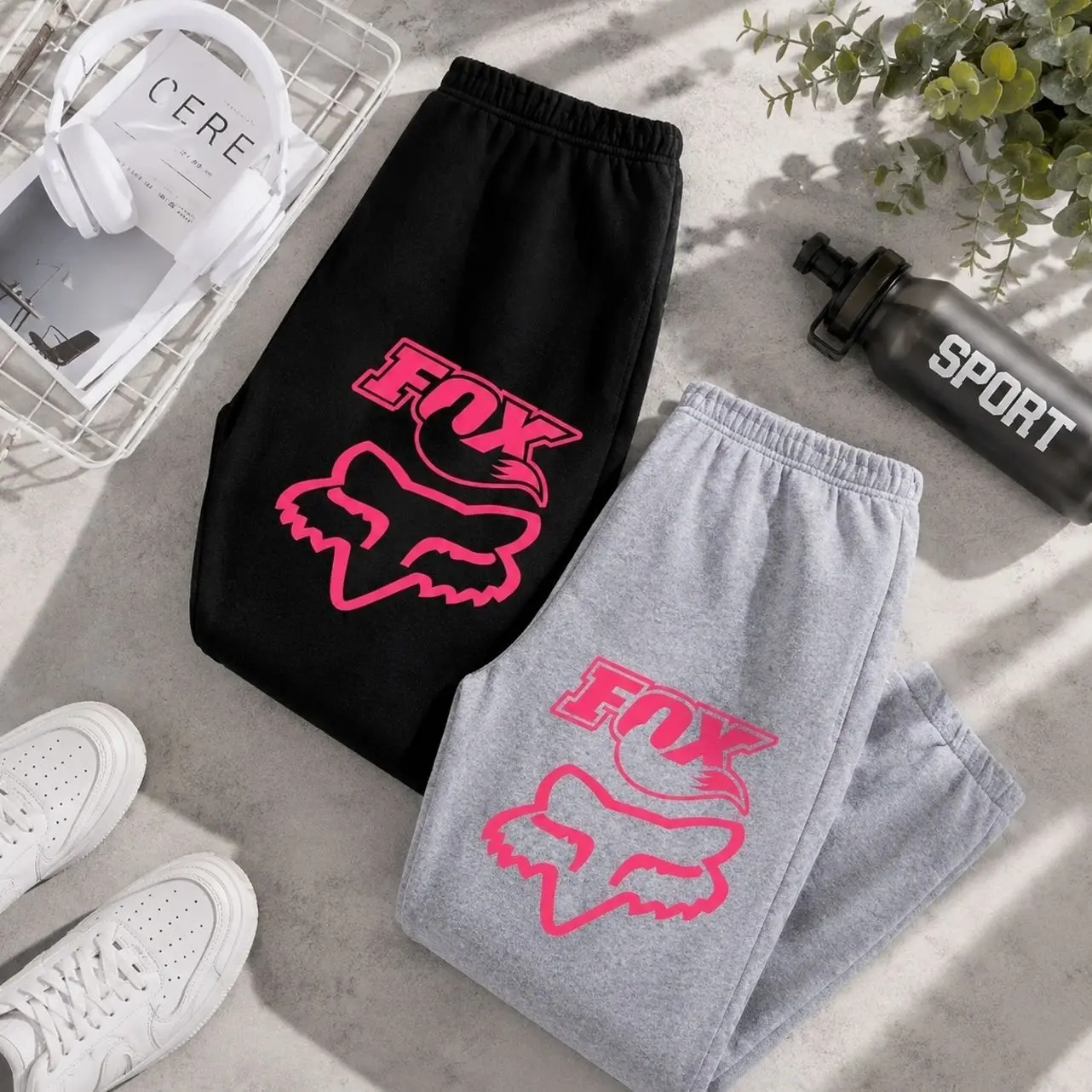 Motocross Style Graphic Jogger Sweatpants, Unisex Streetwear Fleece Pants, Casual Lounge Joggers T
