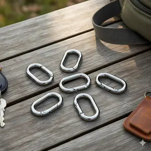 Electroplated Rust-Proof Oval Snap Hook Keychain, Quick-Release Backpack Expansion Connector, Dorm & Travel Key Organizer Bag, Sports Gear Fast Hook, Hiking Camping Accessories, Carabiners, Climbing Carabiner.