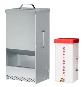 RAC Paws 5 Pound Metal Trough Rabbit Feeder 32 Ounce (1 Liter) Drinker Set