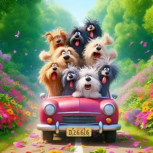 5D DIY Full Drill Round Diamond Painting - Diamond Art Painting Kit, Dog, Car, Flower Bed Mosaic, Canvas - DIY Wall Décor, Home Wall Decoration, Perfect for Valentine's Day, Independence Day, Birthday, and Anniversary Gifts.