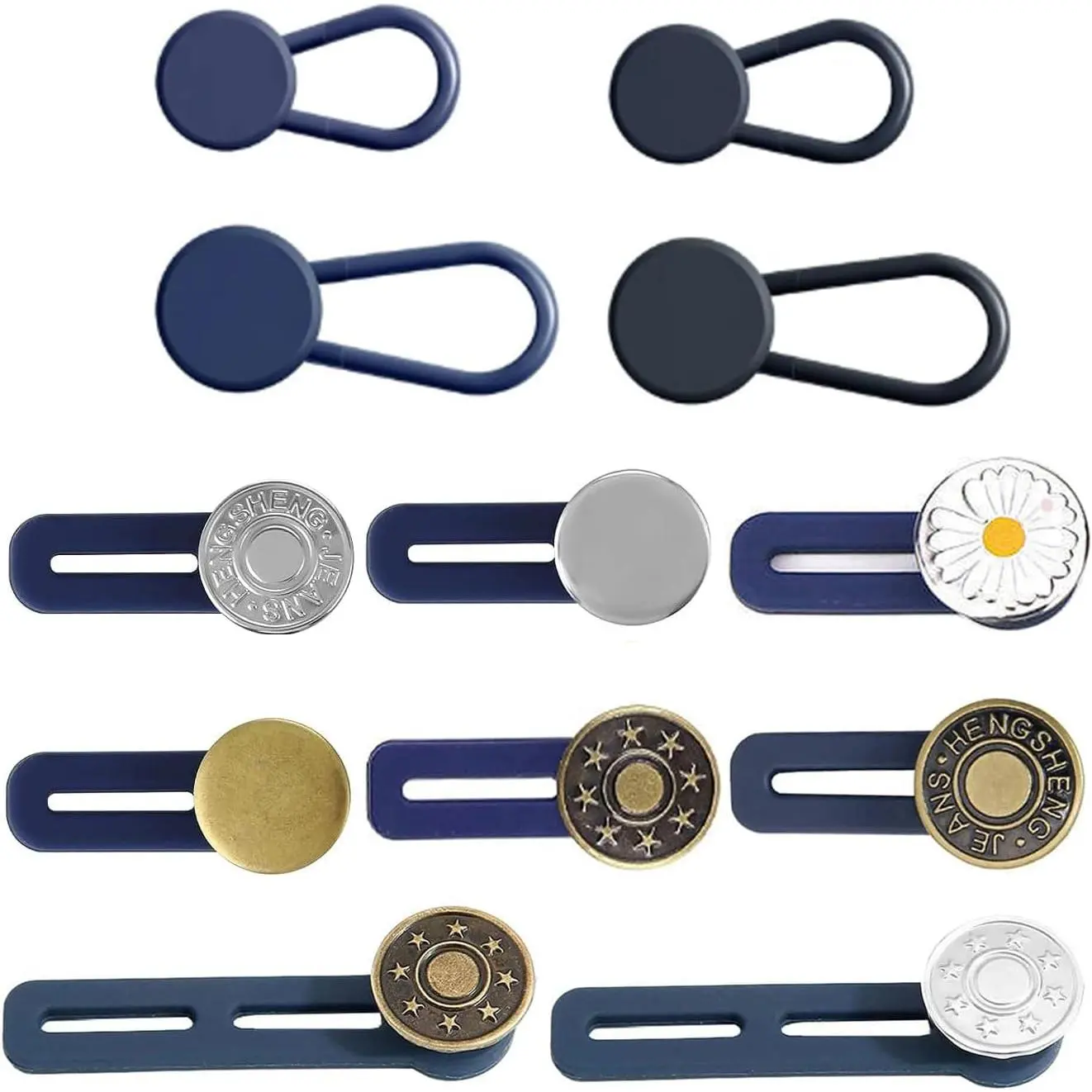 12 count Button Extenders for Jeans,  Pants Button Extender - Instant Waistband Extension - Adjustable  Extenders for Men and Women, No-Sew Solution, Assorted Colors