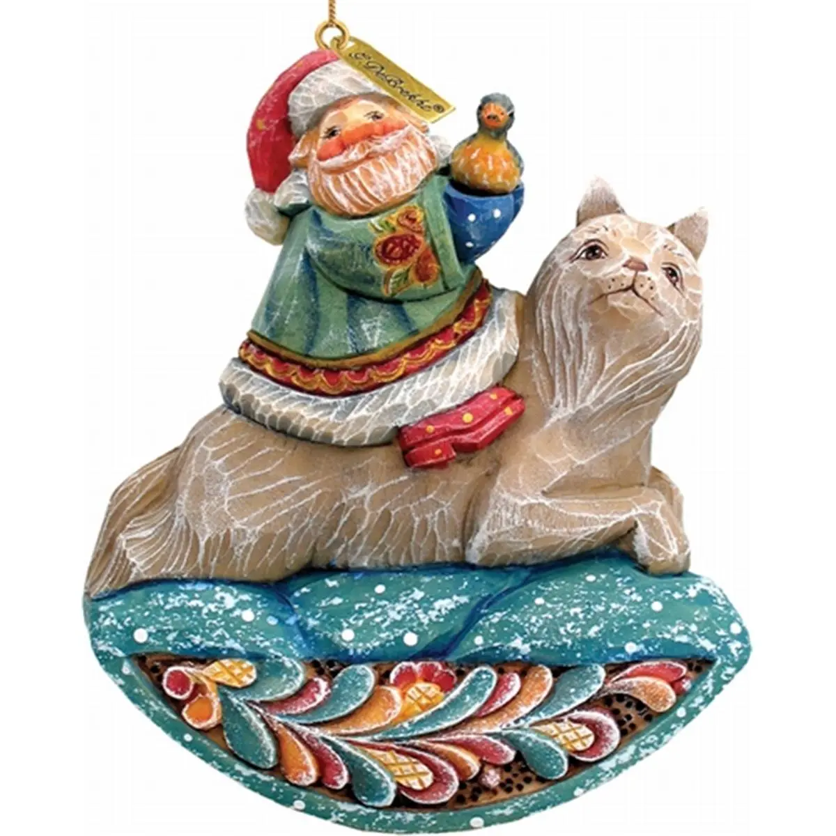 General Holiday Santa On Wolf Ornament 4.5 in.