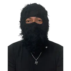 Balaclava Distressed Knitted Full Face Ski Mask Cover Windproof Neck Warmer One Size Fits All for Men and Women Beanie