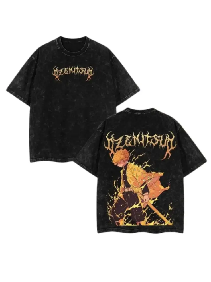 valentine shirts Demon Slayer Zenitsu Vintage Unisex Oversized Manga T-Shirt – Acid Graphic Tee for Anime Merch Fans & Outdoor Outfits | TikTok Shop