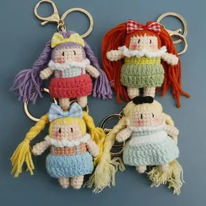 Long Braided Princess Series Cute Crochet Doll Keychain Handmaking Gifts Knitted Braided Girls Doll Keyrings Custom Accessories #DDF