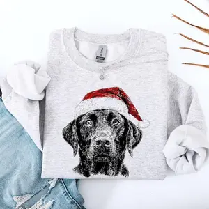 Black Lab, Santa, Labrador Dog, Christmas, Dog Lover, Pet Sweatshirt, Crewneck, Sweater, Cute, Xmas, Adorable