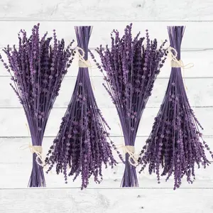 Mother’s Day Lavender Gift – 4 Packs Natural Dried Lavender Flowers Bundle 15–17", Aromatherapy Fragrance Bouquet for Home Decor, Shower, Crafts & Wedding (Purple 4.23oz)