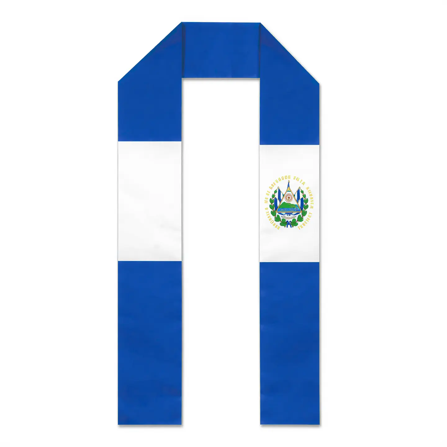 Patriotic Salvadoran Emblem Print Sash, Ideal For Graduation, National Holiday & Cultural Gatherings，Patriotic Sash For Independence Day Cultural Events，Clothes Accessories， cords for graduation