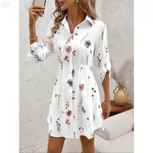 YehGoods 2026 Women's Floral Print Shirt Dress, Casual Long Sleeve Collared Dress for Summer, Clothes for Daily Wear, Boho Style Dresses graduation