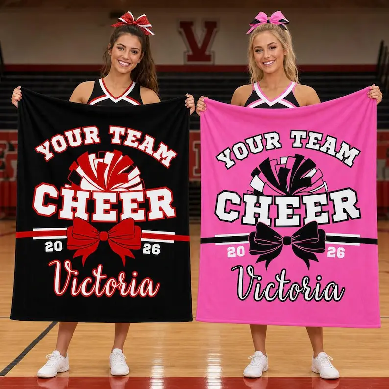 Personalized Sports-Inspired Blanket - Custom Graphic Blanket for Senior Cheerleading Coaches, Cheer Competition & Graduation Gifts (Custom Name Option), Personalized Blankets, Custom Graphic Blankets