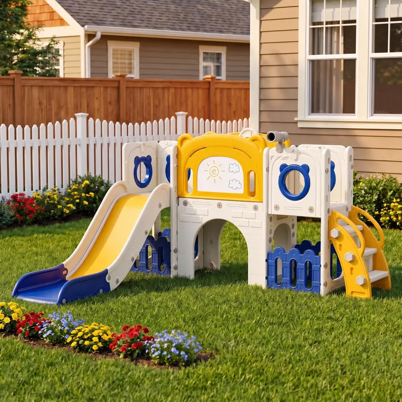 【Black Friday】Arlopu 10-in-1 Large Toddler Slide Set, Kids Slide Climber Playset with Drawing Board, Sturdy Baby Playground, Indoor Outdoor Playhouse for Boys and Girls Upgraded