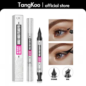 【Buy 1 Get 1 Free】QIC 2 in 1 Double-Ended Stamp Eyeliner - Waterproof, Sweatproof & Smudge-Proof, Long-Lasting Black Tint Wingliner, Easy and Simple Eye Makeup 2PCS