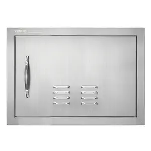 VEVOR BBQ Access Door,  20W x 14H Inch Single Outdoor Kitchen Door, Stainless Steel Flush Mount Door, Wall Vertical Door with Handle and vents, for BBQ Island, Grilling Station, Outside Cabinet