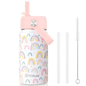 Fimibuke Insulated Water Bottle, 14oz or 18oz BPA-Free 18/8 Stainless Steel Travel Tumbler – Double Wall Vacuum, Leak-Proof Cup with Straw for School, Office, Outdoor Use