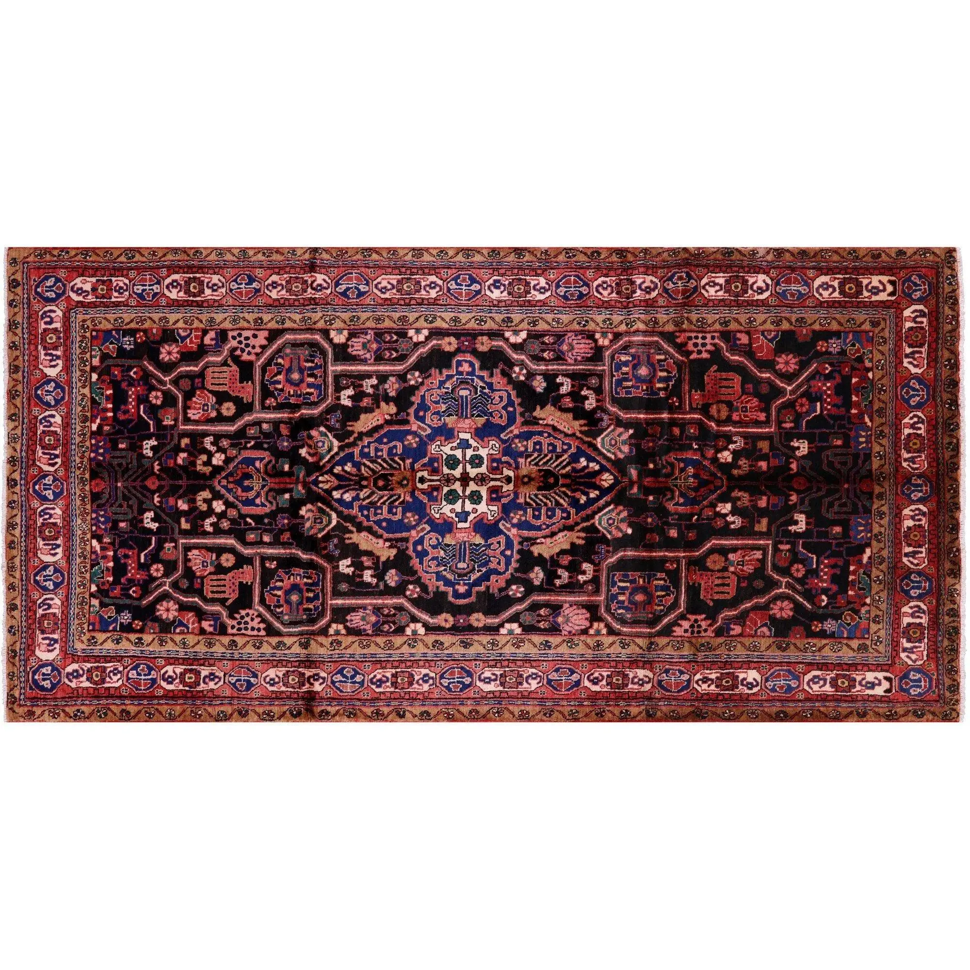 Black New Persian Nahavand Full Pile Hand Knotted Rug 5' 5" X 10' 10" - S1793